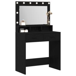 Berkfield Home Black Oak MDF 79 x 41 x 135 cm Drawers Vanity Table - thumbnail 3