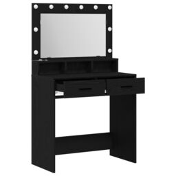 Berkfield Home Black Oak MDF 79 x 41 x 135 cm Drawers Vanity Table - thumbnail 4