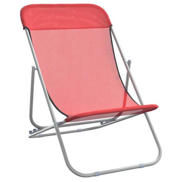 Berkfield Home Beautiful Folding Beach Chairs 2 pcs Red Textilene&Powder-coated Steel - image 1