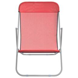 Berkfield Home Beautiful Folding Beach Chairs 2 pcs Red Textilene&Powder-coated Steel - thumbnail 4
