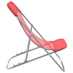 Berkfield Home Beautiful Folding Beach Chairs 2 pcs Red Textilene&Powder-coated Steel - thumbnail 5