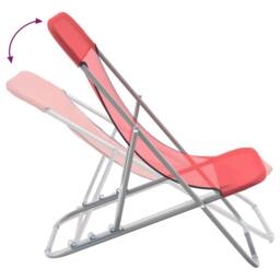 Berkfield Home Beautiful Folding Beach Chairs 2 pcs Red Textilene&Powder-coated Steel - thumbnail 7