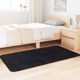 Berkfield Home Shaggy Rug High Pile NAVARRA Black 80x150 cm Polyester - Size: Medium - thumbnail 1