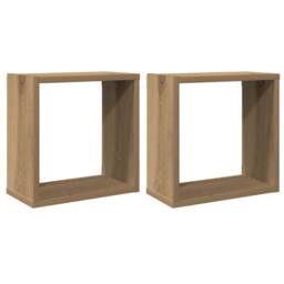 Berkfield Home Wall Cube Shelves 2 pcs Artisan Oak 30x15x30 cm Engineered Wood in Brown - Size: 30 x 15 x 30 cm - thumbnail 3