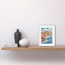 "Artery8 Wall Art Print Burano Italy Seaside Town Folk Artwork Framed 9X7 Inch in White - Size: W7"" x H9""" - thumbnail 2