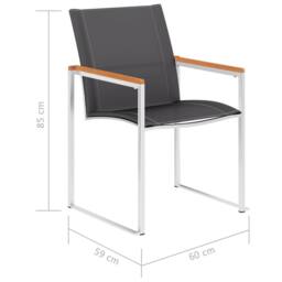 Berkfield Home Garden Chairs 2 pcs Textilene & Stainless Steel Grey - thumbnail 8