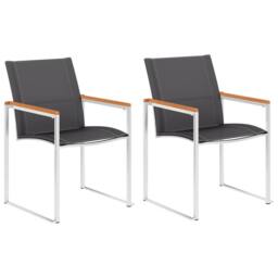 Berkfield Home Garden Chairs 2 pcs Textilene & Stainless Steel Grey - thumbnail 2