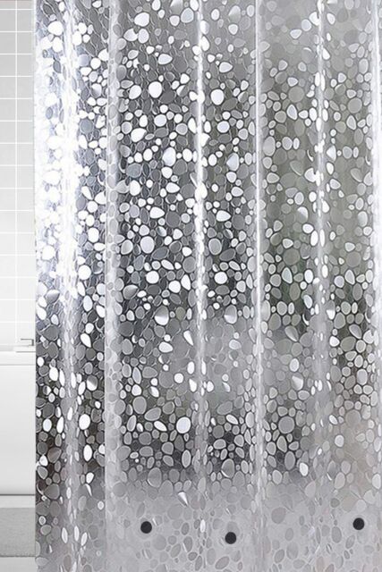 Neel Blue Pebbles Pattern 3D Effect PEVA Shower Curtain in Clear - Size: 180 cm width x 180 cm drop - image 1