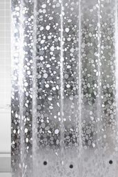 Neel Blue Pebbles Pattern 3D Effect PEVA Shower Curtain in Clear - Size: 180 cm width x 180 cm drop