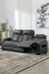 More4Homes Capri Electric Recliner 3 Seater Sofa - Drinks Tray, Wireless Charging in Charcoal - thumbnail 7