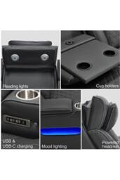 More4Homes Capri Electric Recliner 3 Seater Sofa - Drinks Tray, Wireless Charging in Charcoal - thumbnail 9