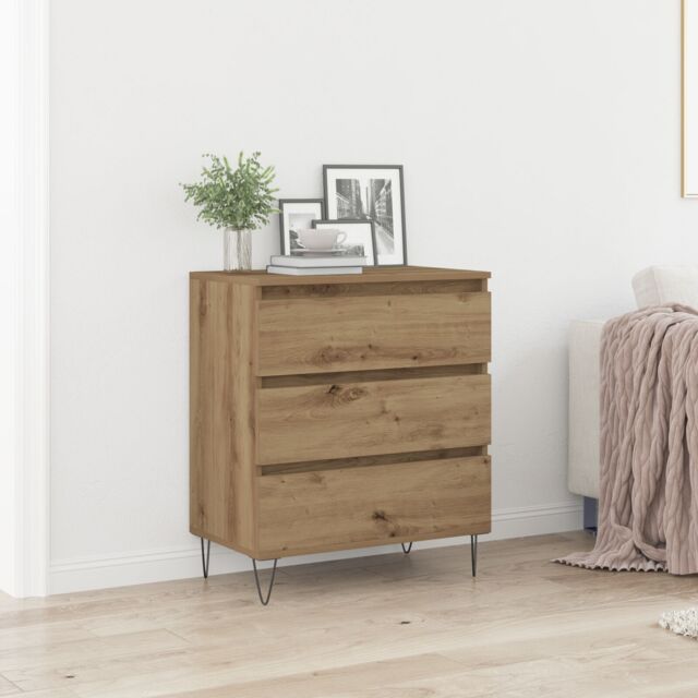 Berkfield Home Sideboard with Drawers Artisan Oak 60x35x70 cm Engineered Wood in Brown - Size: 60 x 35 x 70 cm - image 1