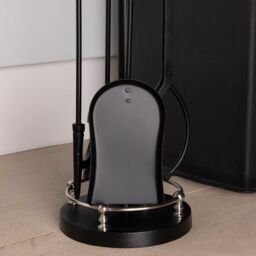 Charles Bentley Sycamore Fireside Companion Set Iron Tool Stand Silver Handles Circular Base in Black - thumbnail 2