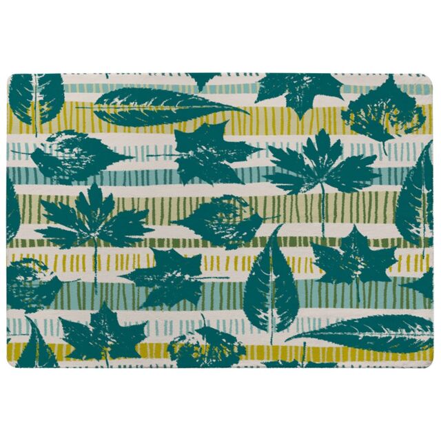 Benjamin Tate Design Autumn Seamless Pattern With Leaves On Geometric Background Designer Rug in Natural - Size: Large - image 1