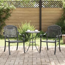 Berkfield Home Garden Chairs - Set of 2, Black Cast Aluminum - thumbnail 1
