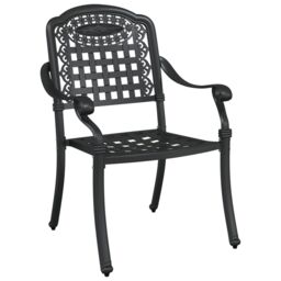 Berkfield Home Garden Chairs - Set of 2, Black Cast Aluminum - thumbnail 3