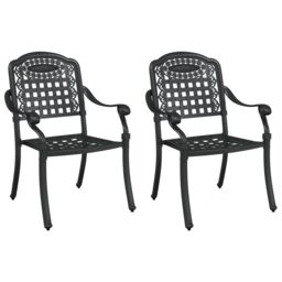 Berkfield Home Garden Chairs - Set of 2, Black Cast Aluminum - thumbnail 2