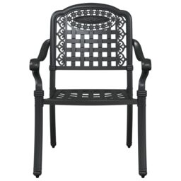 Berkfield Home Garden Chairs - Set of 2, Black Cast Aluminum - thumbnail 4