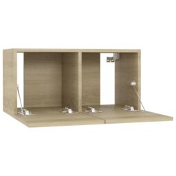 Berkfield Home Hanging TV Cabinets 2 pcs Sonoma Oak 60x30x30 cm in Brown - Size: 60 x 30 x 30 cm - thumbnail 6