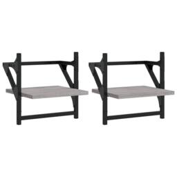 Berkfield Home Wall Shelves with Bars 2 pcs Grey Sonoma 30x25x30 cm - Size: 30 x 25 x 30 cm - thumbnail 3