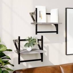 Berkfield Home Wall Shelves with Bars 2 pcs Grey Sonoma 30x25x30 cm - Size: 30 x 25 x 30 cm - thumbnail 2