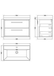Balterley Bathroom Wall Hung 2 Soft Close Drawer Vanity Unit Basin, Green, 800mm in Green - thumbnail 2
