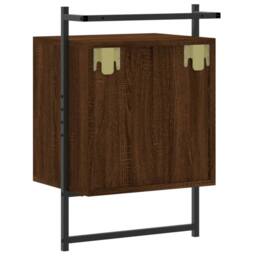 Berkfield Home Bedside Cabinets Wall-mounted 2 pcs Smoked Oak 35x30x51 cm Wood in Brown - Size: 35 x 30 x 51 cm - thumbnail 9