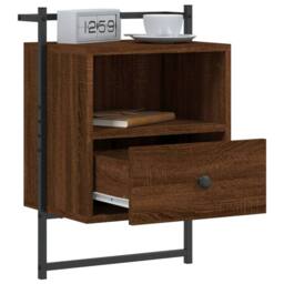 Berkfield Home Bedside Cabinets Wall-mounted 2 pcs Smoked Oak 35x30x51 cm Wood in Brown - Size: 35 x 30 x 51 cm - thumbnail 4