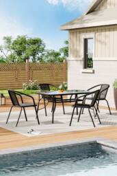 Living and Home 4 Person Patio Garden Dining Set With Umbrella in Black - thumbnail 2