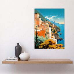 Artery8 Amalfi Coast Artwork Italy Cliffside Villages Overlooking Azure Mediterranean Sea Large Wall Unframed Art Poster Print Thick Paper 18X24 Inch - thumbnail 4