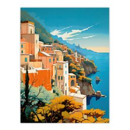 Artery8 Amalfi Coast Artwork Italy Cliffside Villages Overlooking Azure Mediterranean Sea Large Wall Unframed Art Poster Print Thick Paper 18X24 Inch - thumbnail 1