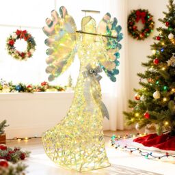 Costway 5.2 FT Lighted Angel Christmas Decoration 3D Glittering Halo Angel - thumbnail 4