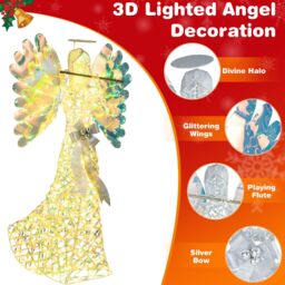Costway 5.2 FT Lighted Angel Christmas Decoration 3D Glittering Halo Angel - thumbnail 5