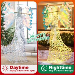 Costway 5.2 FT Lighted Angel Christmas Decoration 3D Glittering Halo Angel - thumbnail 7