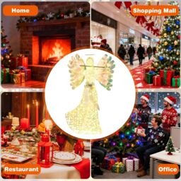 Costway 5.2 FT Lighted Angel Christmas Decoration 3D Glittering Halo Angel - thumbnail 8