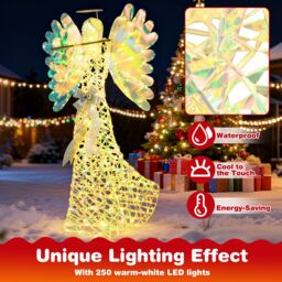 Costway 5.2 FT Lighted Angel Christmas Decoration 3D Glittering Halo Angel - thumbnail 6
