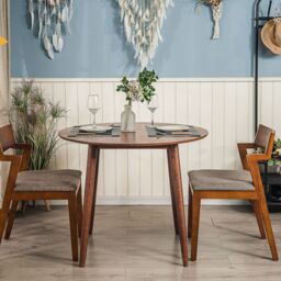 Nordlys Round Scandinavian Design Dining Table Wood in Dark Brown - thumbnail 6