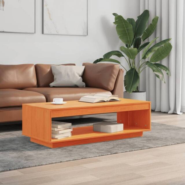 Berkfield Home Beautiful Coffee Table Wax Brown 110x50x33.5 cm Solid Wood Pine - image 1