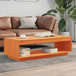 Berkfield Home Beautiful Coffee Table Wax Brown 110x50x33.5 cm Solid Wood Pine - thumbnail 2