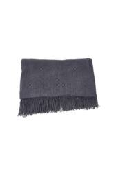 Living and Home Cozy Knitted Fringed Throw for Sofa & Bed Decor in Dark Grey - Size: 130 cm x 170 cm - thumbnail 4