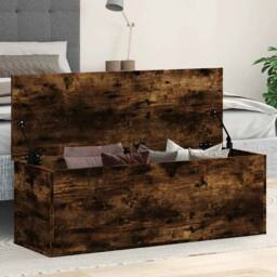 Berkfield Home Storage Box Smoked Oak 102x35x35 cm Engineered Wood in Brown - Size: 102 x 35 x 35 cm - thumbnail 2