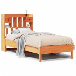 Berkfield Home Bookcase Bed without Mattress Wax Brown 100x200 cm Solid Wood Pine - thumbnail 1
