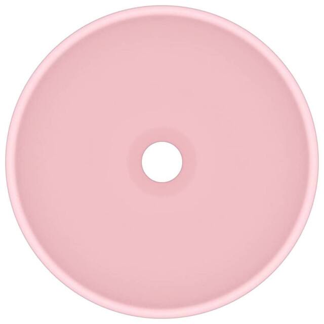 Berkfield Home Luxury Bathroom Basin Round Matt Pink 32.5x14 cm Ceramic - image 1