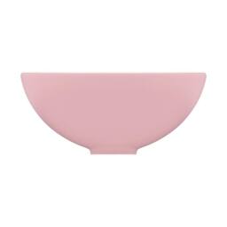 Berkfield Home Luxury Bathroom Basin Round Matt Pink 32.5x14 cm Ceramic - thumbnail 4
