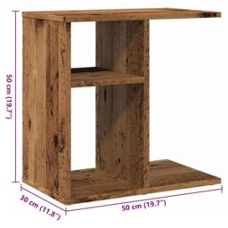 Berkfield Home Side Table Old Wood 50x30x50 cm Engineered Wood in Brown - Size: 50 x 30 x 50 cm - thumbnail 9