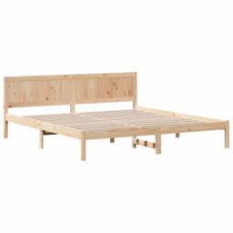 Berkfield Home Pine Wood Bed Frame Natural Wood Solid Pine wood 180 x 200 cm in Light Tan - thumbnail 1