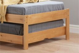 Birlea Pine Wood Guest Bed 2 mattresses Buxton Trundle Frame Hideaway Stop Over in Light Brown - Size: Single - thumbnail 4