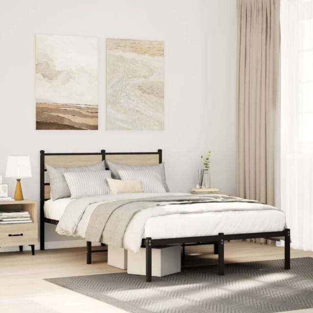 Berkfield Home Metal Bed Frame without Mattress Sonoma Oak 120x200 cm in Brown - image 1
