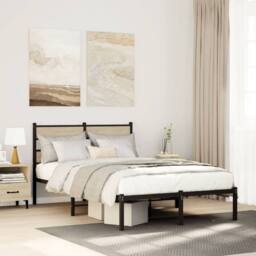 Berkfield Home Metal Bed Frame without Mattress Sonoma Oak 120x200 cm in Brown - thumbnail 1