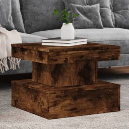 Berkfield Home Coffee Table with LED Lights Smoked Oak 50x50x40 cm in Brown - Size: 50 x 50 x 40 cm - thumbnail 1